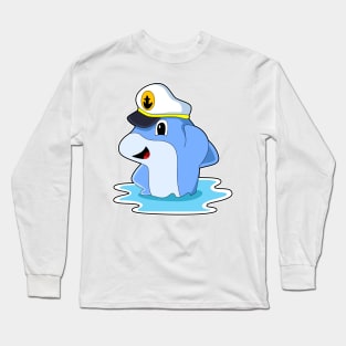 Dolphin as Captain with Hat Long Sleeve T-Shirt